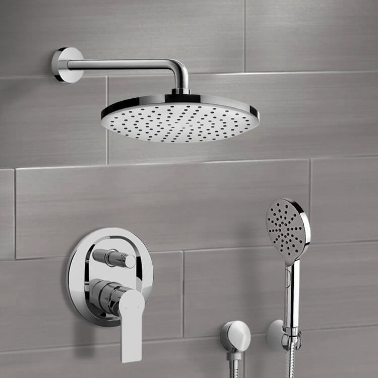 Remer SFH66-8 Chrome Shower System With 8 Inch Rain Shower Head and Hand Shower